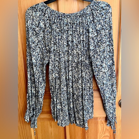 Chaps Blue Ditzy Floral Women's Top SZ M Cotton Viscose Cottagecore Garden Boho - Picture 14 of 14